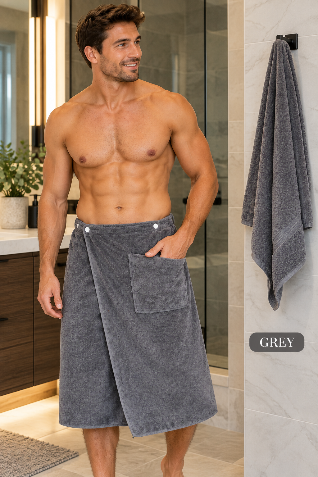 Men’s Microfiber Bath Towel Wrap – Quick-Dry Shower & Spa Body Wrap