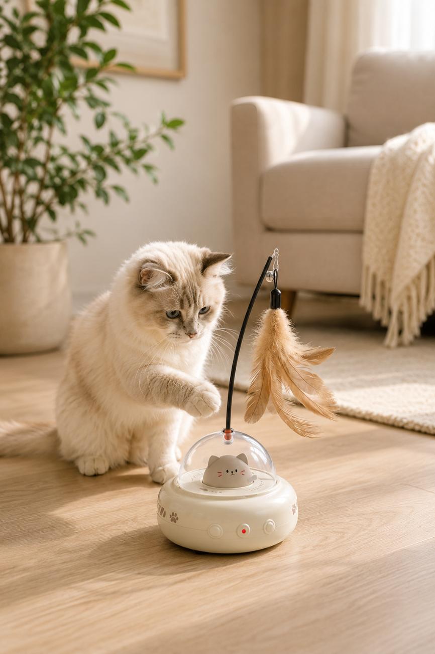Interactive Smart Cat Toy | Automatic UFO Teaser for Indoor Cats