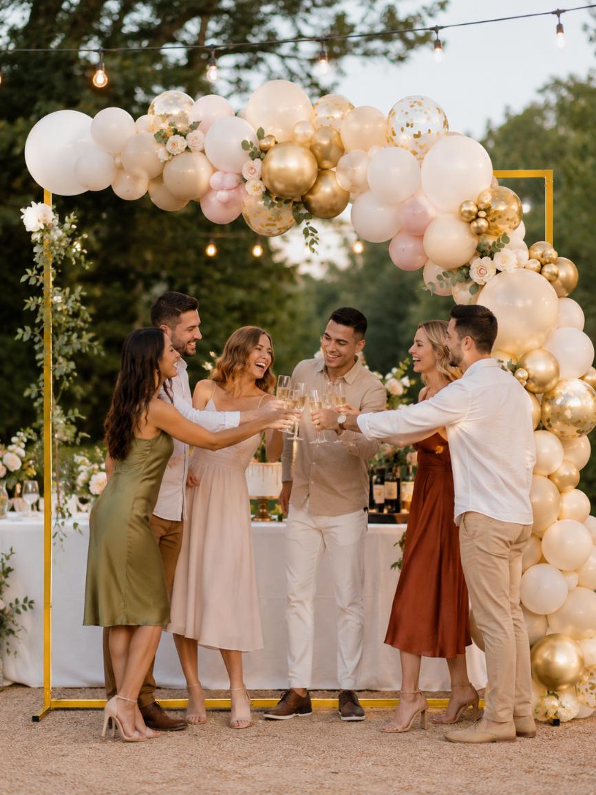 Elegant Gold Metal Wedding Arch Backdrop Stand – 6.6 ft Square Frame