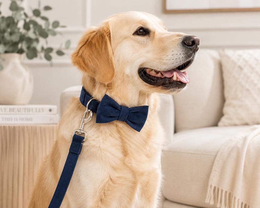 Classic Adjustable Pet Collar with Removable Bow Tie
