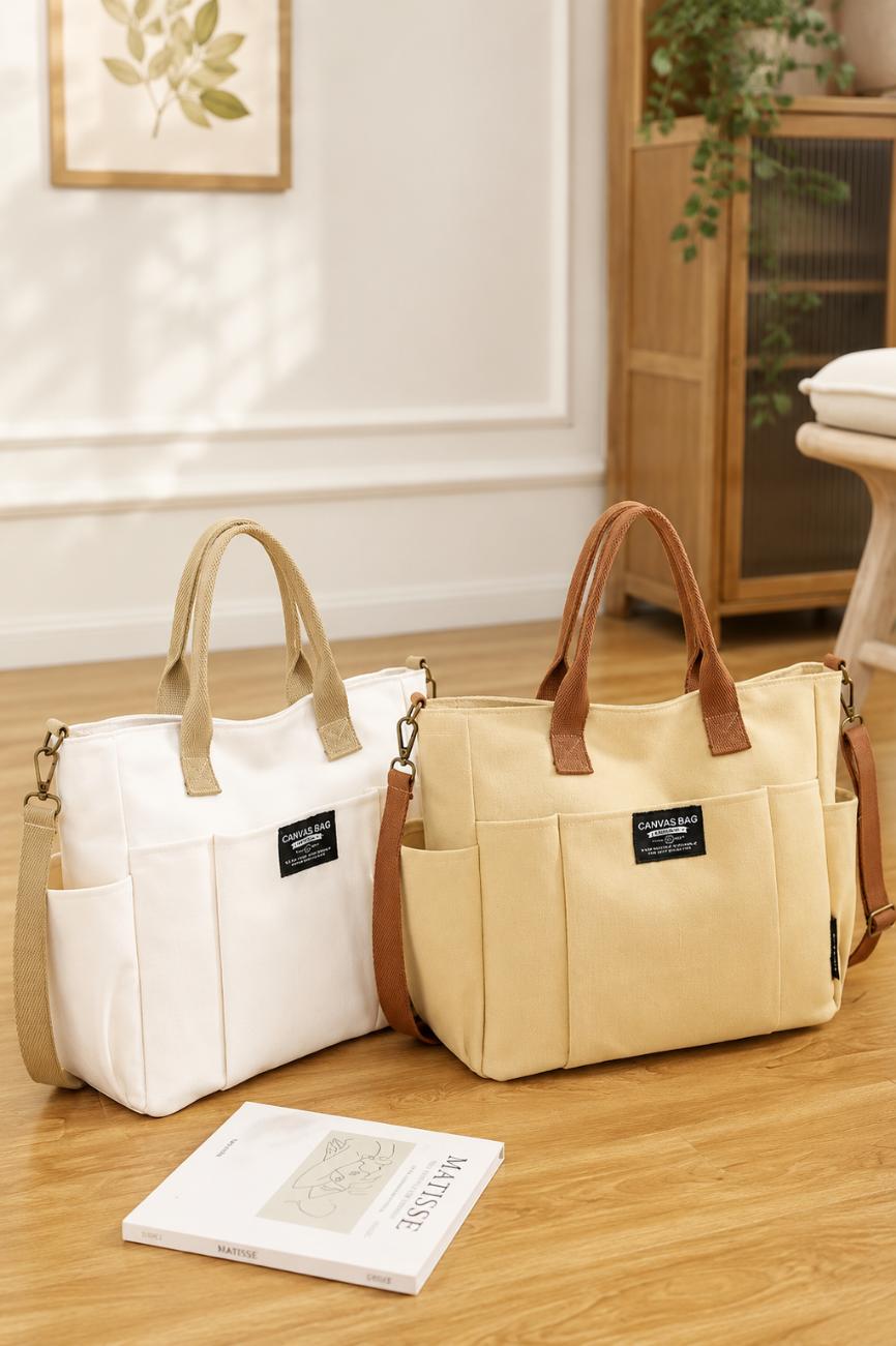Large Capacity Canvas Shoulder Bag – Everyday Commuter Tote Handbag