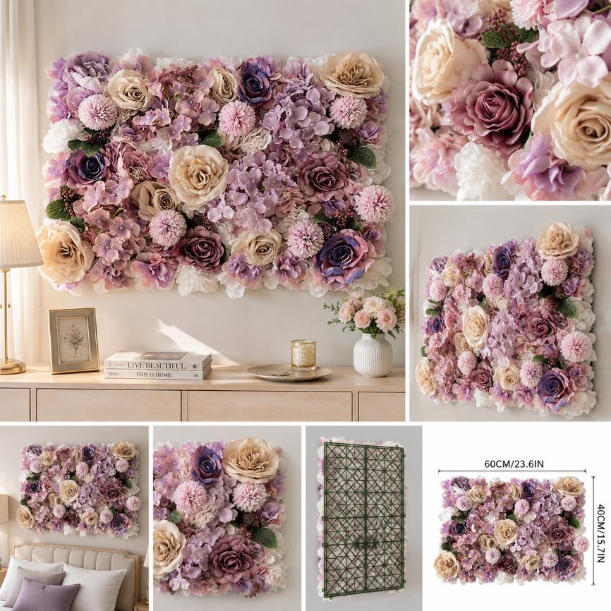 White Silk Rose Flower Wall – 40x60cm Wedding & Event Backdrop