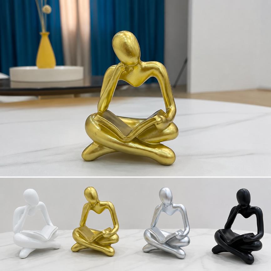 Quiet Moments Abstract Reading Sculpture/ Modern Resin Home Accent