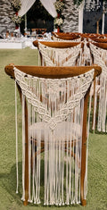 Boho Macrame Wedding Chair Back Decor | Handmade Cotton Chair Sash | Rustic Ceremony Chair Decoration | Wedding Reception Chair Cover