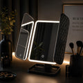 3-Fold LED Vanity Makeup Mirror with Touch Light & Adjustable Desk Lamp