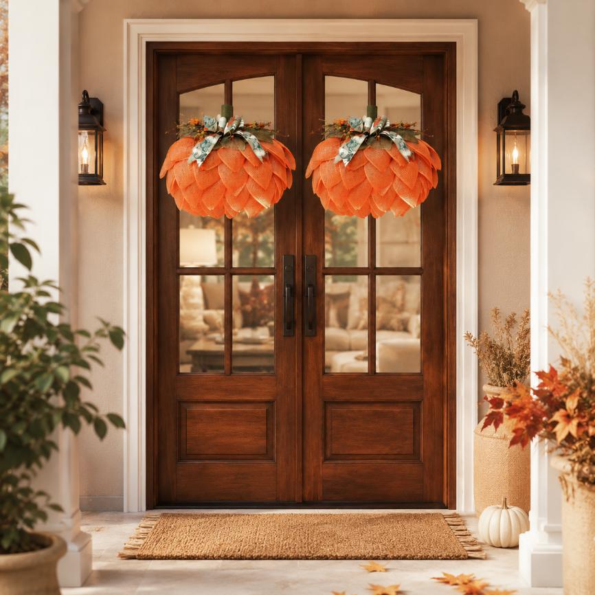 Home Pumpkin Wreath Front Door Decor