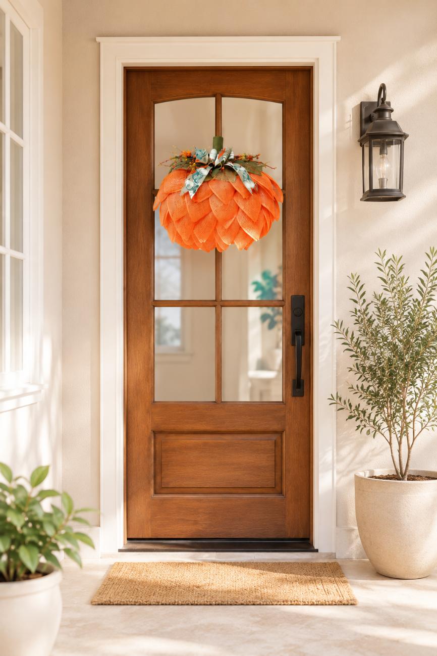 Home Pumpkin Wreath Front Door Decor