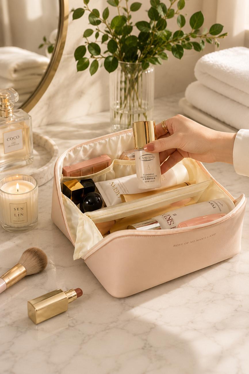 Large Capacity Travel Cosmetic Bag – Multifunction Makeup & Toiletry Organizer